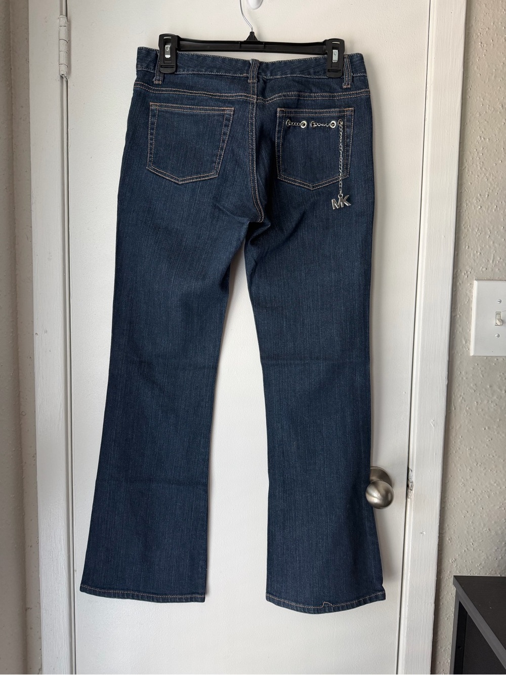 Michael Kors Dark Blue Flare Jeans with MK Charm